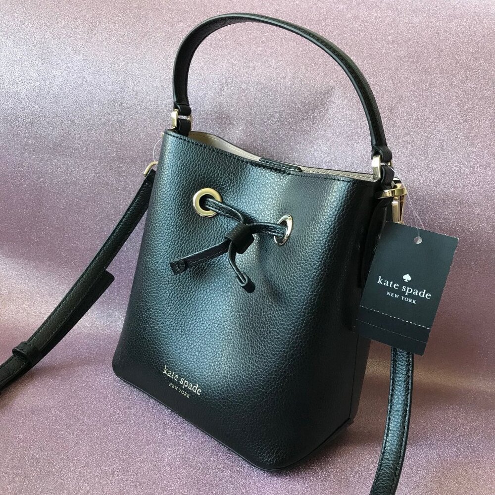 Kate Spade Eva Small Bucket Bag Black Shoulder Crossbody Leather - Picture 4 of 12